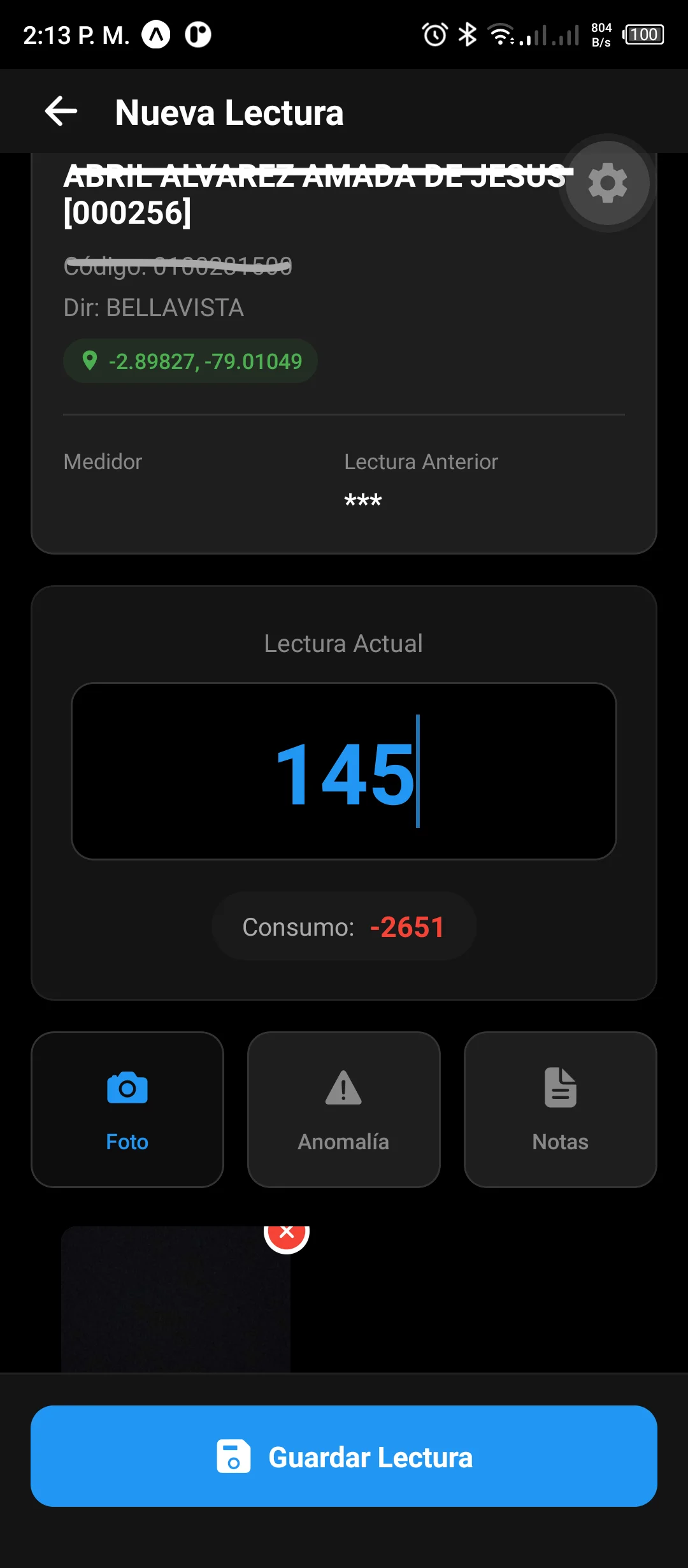 App KiLectura - Pantalla de Nueva Lectura
